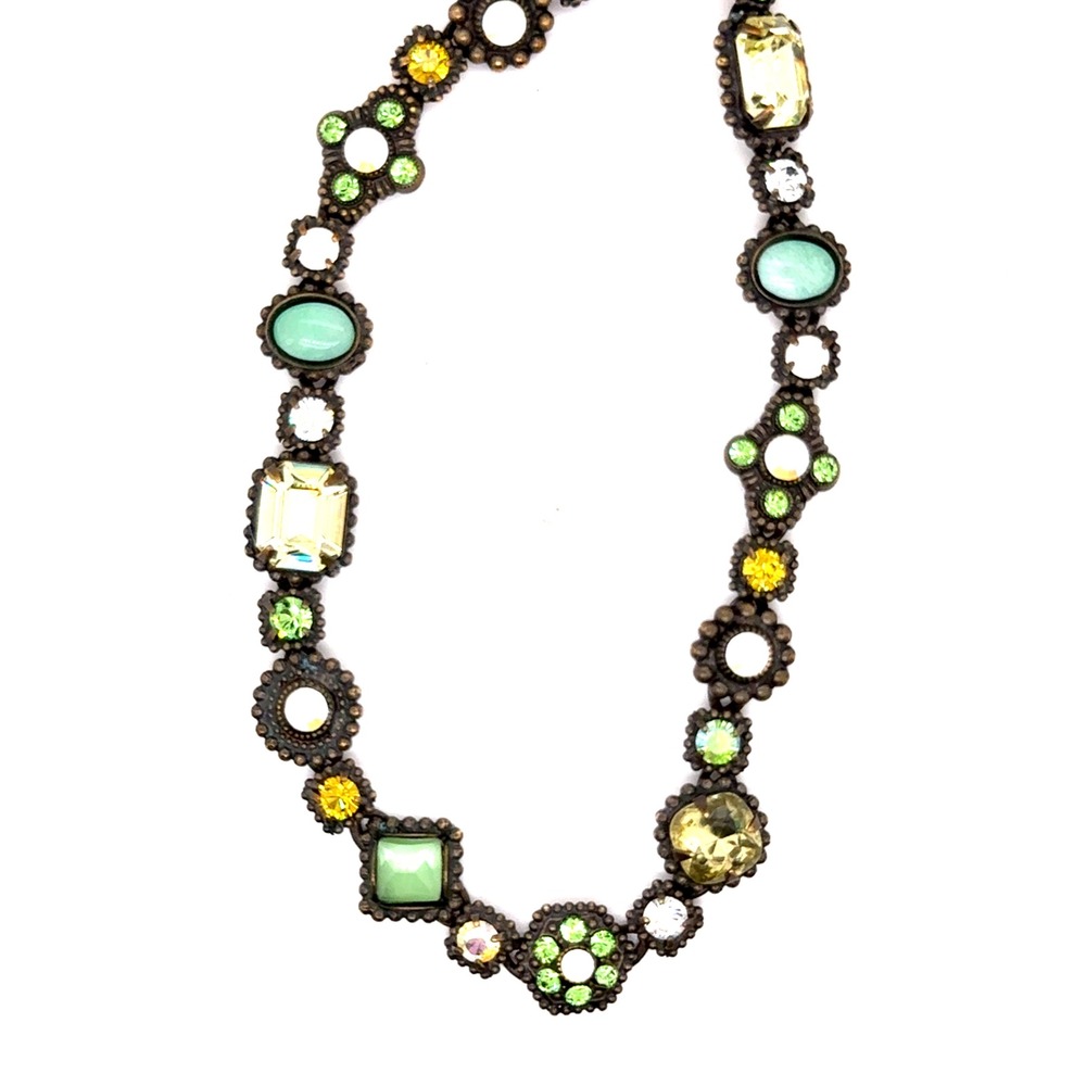 Sorrelli Green Crystal Antique Brass Tone Statement Necklace 15.5-19in